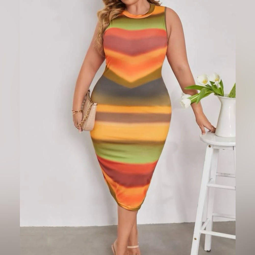 SHEIN Plus Colorblock Tank Bodycon Dress
